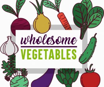 Verduras Saludables Publicidad Decoración Iconos De Colores