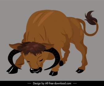 ícone Búfalo Selvagem Comendo Gesto Desenhado Com A Mão Esboço De Desenho Animado