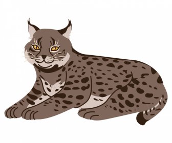 Wild Cat Animal Icon Flat Handdrawn Classical Sketch