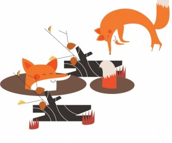 野狐物種繪畫彩色古典素描