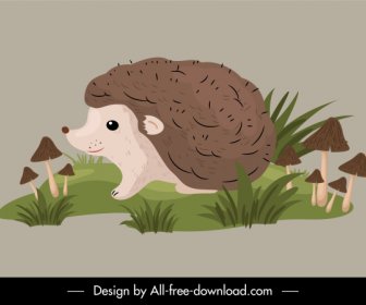 Wild Hedgehog Icon Cute Handdrawn Cartoon Sketch