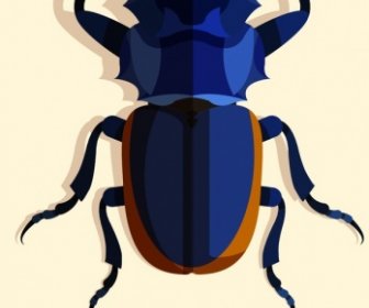 ไอคอนแมลงป่าสีฟ้าเข้มการออกแบบ3d