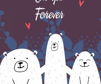 Wild Life Background Cute White Bears Icons