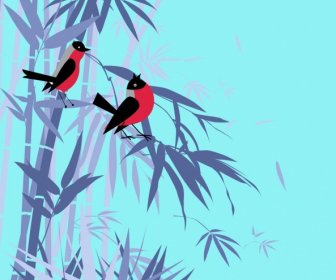 Wild Life Sfondo Violet Bambu 'uccello Icone Arredamento