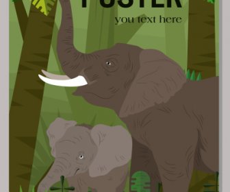 Vida Selvagem Cartaz Elefante Selva Esboço