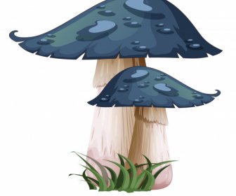 икона дикого гриба яркого цвета классического эскиза