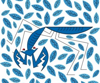 ícones De Folha De Louva-Deus De Fundo Natureza Selvagem Blue Design