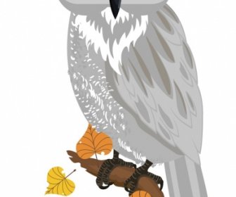 野生のフクロウのアイコン色 Hanndrawn 漫画スケッチ