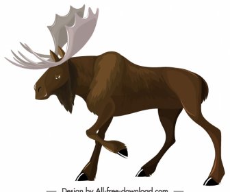 Wild Reindeer Icon Colored Cartoon Sketch Modern Design