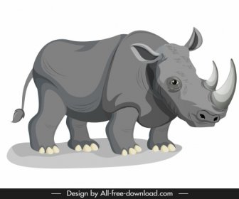 Gris De Icono De Rhino Salvaje Bosquejo