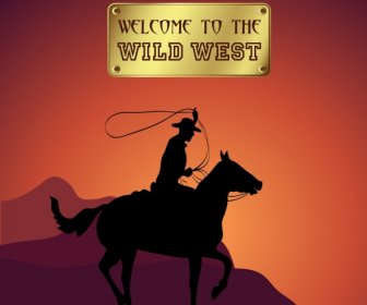 Wild West Advertising Cowboy Icon Silhouette Design