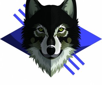 дикий волк животных значок симметричный серый декор