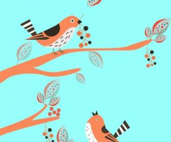 Wildlife Background Bird Nest Icon Colored Cartoon Design