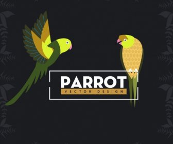 Animais Selvagens Fundo Papagaios ícone Planta Vinheta Fronteira