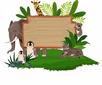 野生動物の境界線テンプレート種漫画のスケッチ