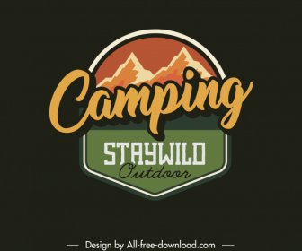 Logotipo De Camping De Vida Silvestre Mountain Sketch Flat Classic