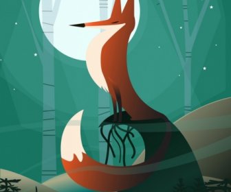 La Fauna Selvatica Cartoon Sfondo Fox Icona Di Decorazione