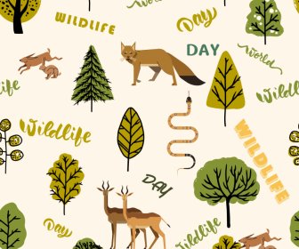 wildlife day pattern template repeating wild nature elements