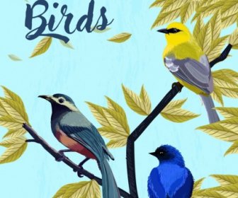 La Fauna Selvatica Attirando Multicolore Uccelli Lascia Le Icone