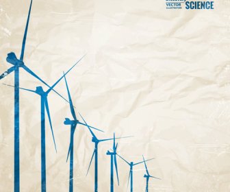 Wind Power Generate Electricity With Crumpled Paper Vector Background