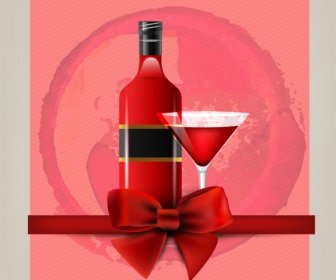 Wine Advertising Red Vignette Background Bottle Glass Ornament