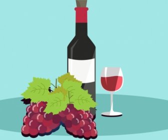 Anggur Latar Belakang Berwarna Desain Botol Glassgrapes Ornamen
