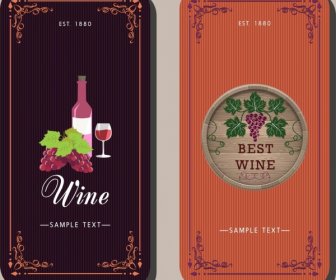 Wine Background Sets Classical Colorful Design