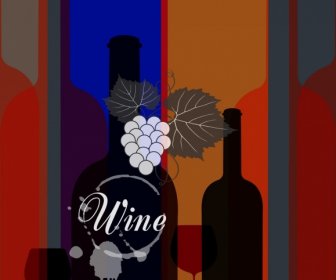 Wine Background Silhouette Bottles Design Grunge Decoration