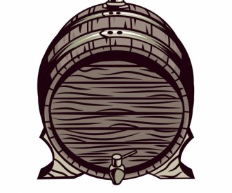 wine barrel icon retro handdrawn sketch