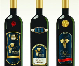 Botol Anggur Dengan Label Vektor