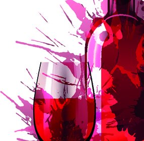 Sıçrama Efekti Vektörlü şarap şişesi