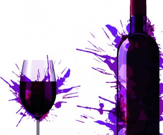 Botol Anggur Dengan Vektor Efek Percikan 2