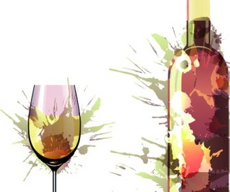Botella De Vino Con Efecto De Salpicadura Vector 3