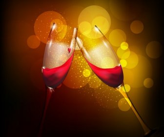 Wine Cheering Background Sparkling Bokeh Backdrop Clinked Glasses