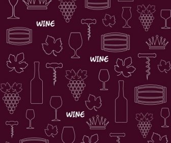 Wine Design Elements Background Violet Repeating Design