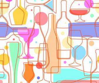 ワインの要素のシームレスなパターン ベクトル