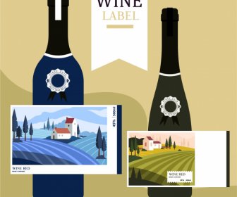 şarap Etiketi şablonları Zarif Klasik üzüm Bahçesi Dekoru
