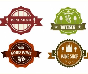 Wein-Logo Setzt Klassische Stil Band Gezahnt Dekoration