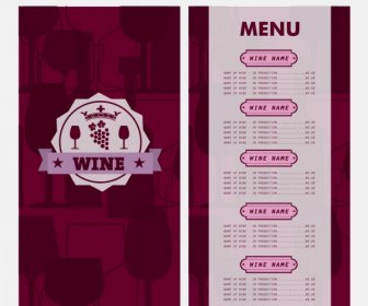 wine menu design violet vignette decoration