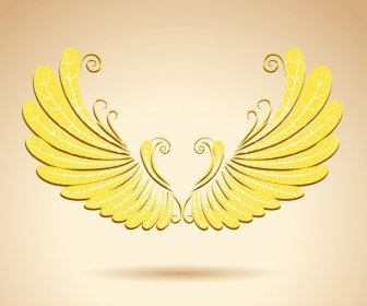 Wings Icon Shiny Golden Design Luxury Style