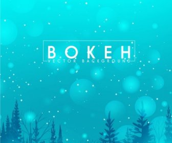 Winter Hintergrund Blaue Tanne Bäume Symbole Bokeh Dekor