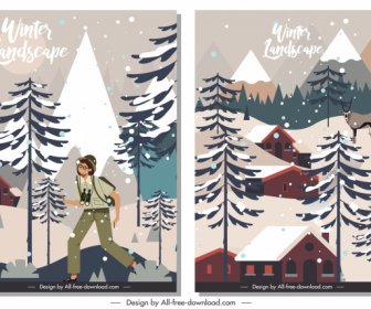 Winter Backgrounds Colored Classic Design