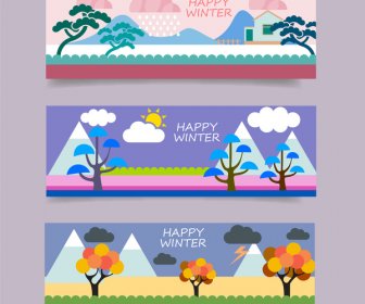 Winter Card Design With Cartoon Background