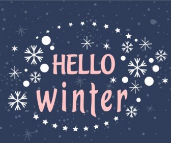 Winter Feier Hintergrund Schneeflocken Sterne Text Ornament