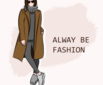Winter Fashion Poster Cartoon Character Sketch
