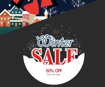 冬販売ポスター雪の屋外の装飾のウェブページ デザイン