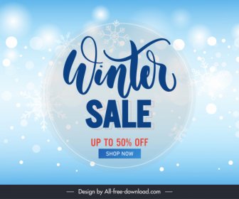 Winter Sale Poster Vorlage Funkelnde Kristall Schneeflocken Dekor