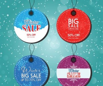 Winter Sale Tags Collection Colorful Round Design