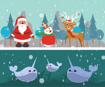 Winter Themes Design Christmas And Submarine Decoration