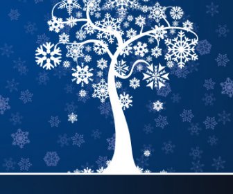 Winter Tree Card Vector Graphic